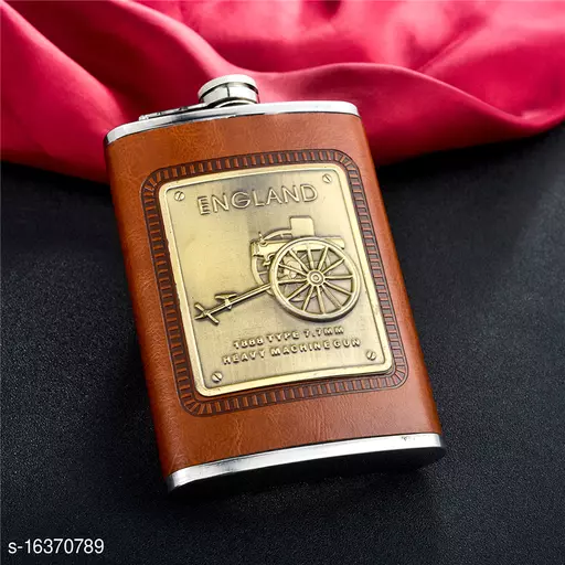 England Brown Hip Flask Leather Coating